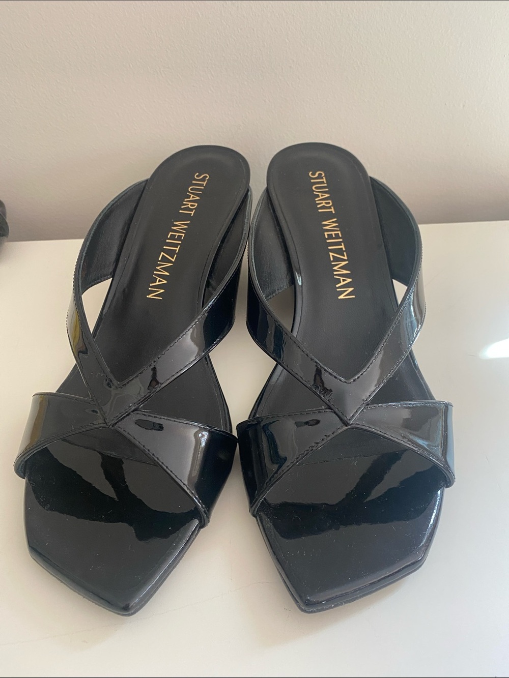 Stuart Weitzman Miami 50 wedge slide Black Patent Size 11